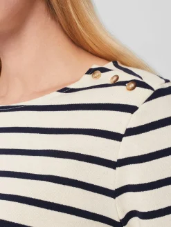 Hot Hobbs Francesca Cotton Stripe Top Cream Navy