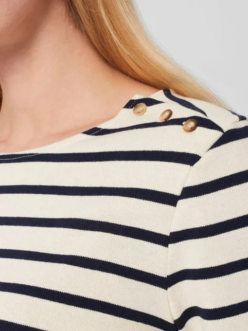 Hot Hobbs Francesca Cotton Stripe Top Cream Navy