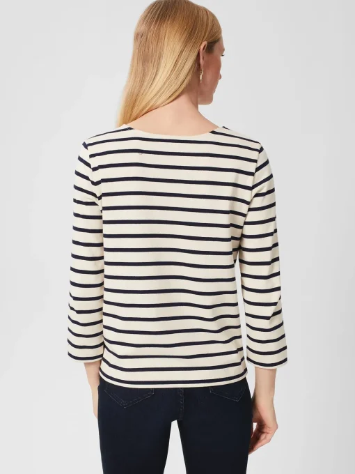 Hot Hobbs Francesca Cotton Stripe Top Cream Navy