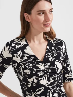 Shop Hobbs Frankie Printed Top Black Ivory