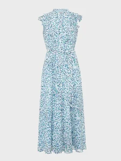 Clearance Hobbs Georgiana Printed Fit And Flare Dress Blue Multi