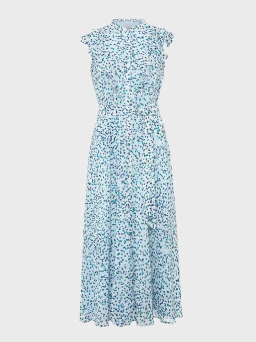 Clearance Hobbs Georgiana Printed Fit And Flare Dress Blue Multi