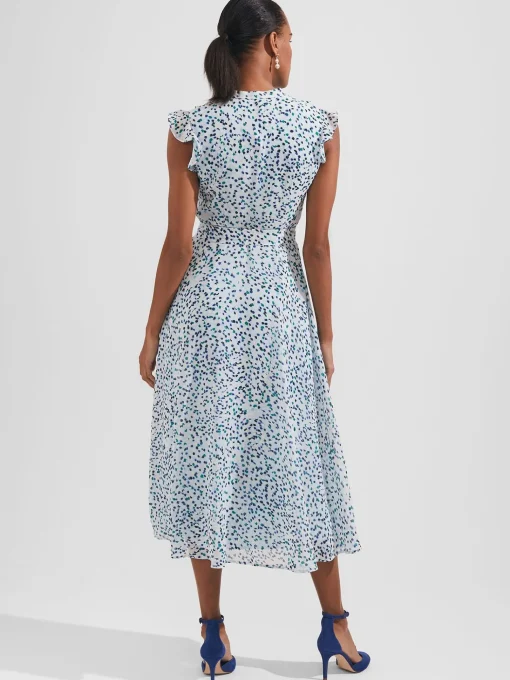 Clearance Hobbs Georgiana Printed Fit And Flare Dress Blue Multi