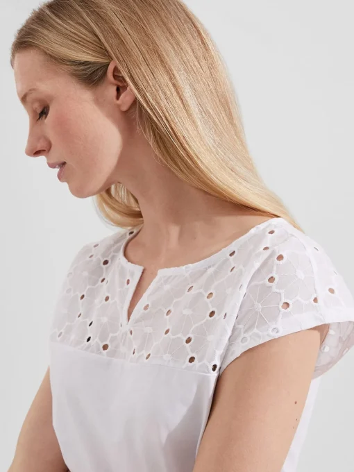 Best Sale Hobbs Helena Broderie Top White