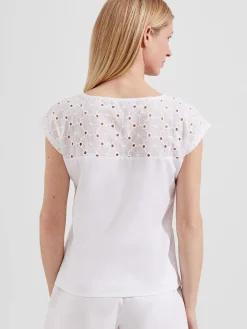 Best Sale Hobbs Helena Broderie Top White
