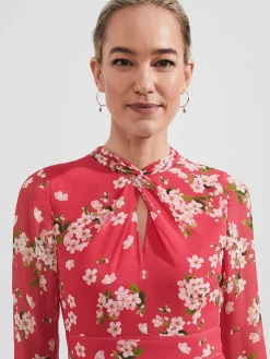 Best Hobbs Helena Silk Fit And Flare Dress Pink Multi