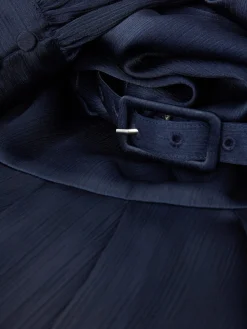 Cheap Hobbs Isabella Satin Pleated Dress Navy