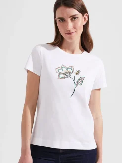Online Hobbs Jamie Cotton Embroidered T-Shirt White Multi