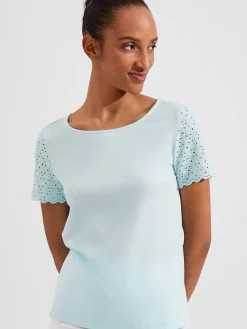 Cheap Hobbs Jessie Broderie Top Clearwater Blue