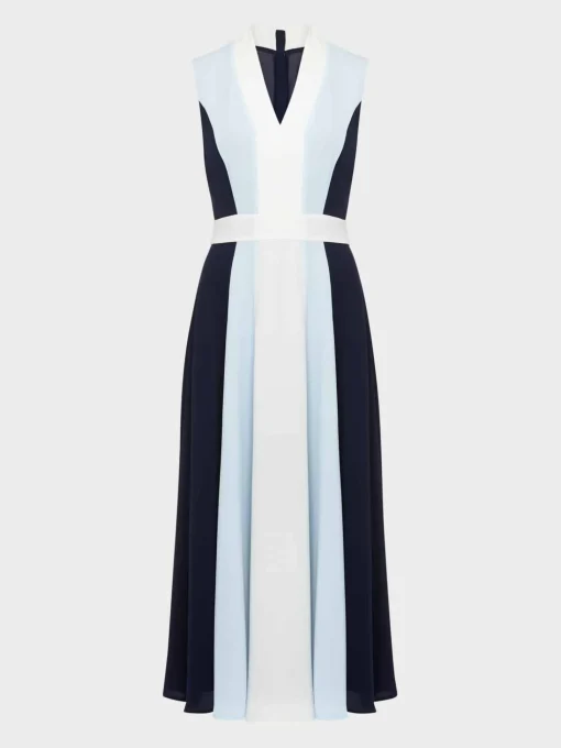 Store Hobbs Jilly Fit And Flare Dress Navy Blue Ivory