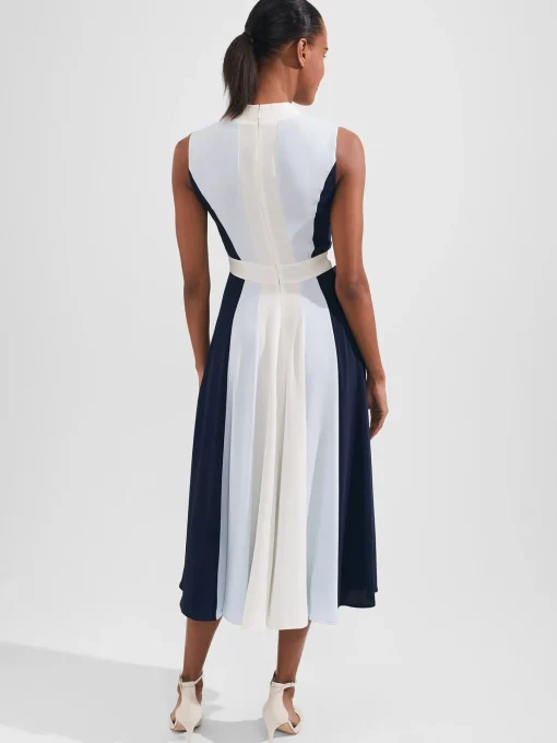 Store Hobbs Jilly Fit And Flare Dress Navy Blue Ivory