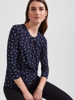 Best Sale Hobbs Julia Printed Top Navy Multi