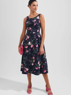 Cheap Hobbs Kassandra Fit And Flare Dress Navy Multi