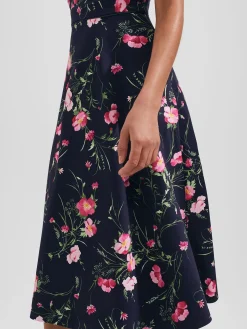Cheap Hobbs Kassandra Fit And Flare Dress Navy Multi