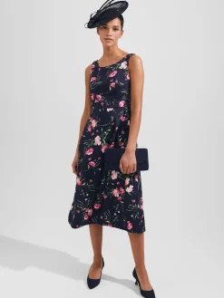 Cheap Hobbs Kassandra Fit And Flare Dress Navy Multi