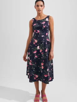 Cheap Hobbs Kassandra Fit And Flare Dress Navy Multi