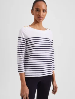 Online Hobbs Kirsty Cotton Slub Top White Navy