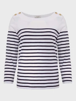 Online Hobbs Kirsty Cotton Slub Top White Navy