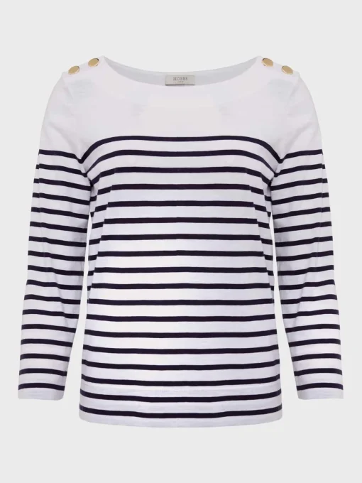 Online Hobbs Kirsty Cotton Slub Top White Navy
