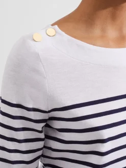 Online Hobbs Kirsty Cotton Slub Top White Navy
