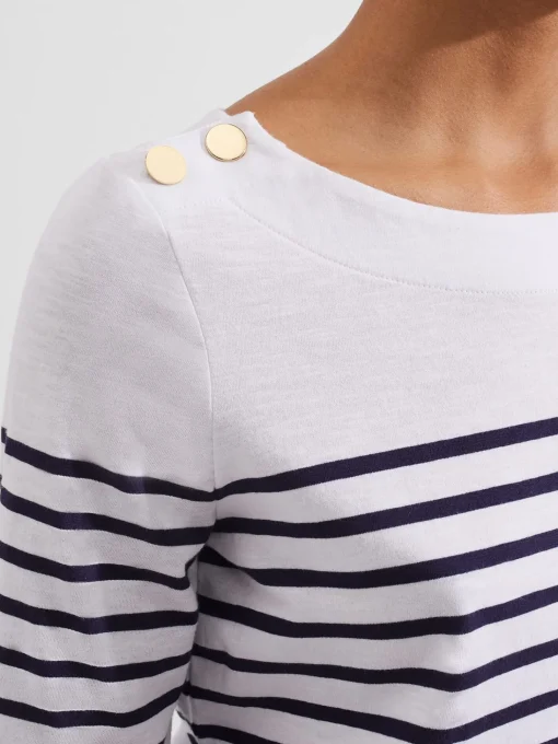 Online Hobbs Kirsty Cotton Slub Top White Navy