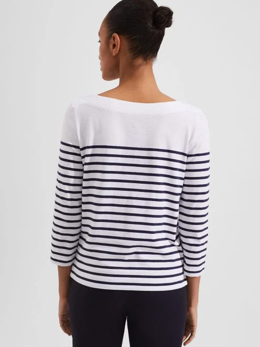 Online Hobbs Kirsty Cotton Slub Top White Navy