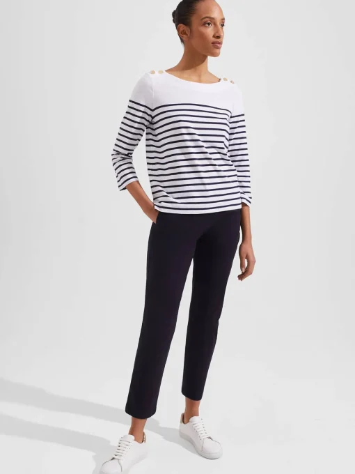 Online Hobbs Kirsty Cotton Slub Top White Navy