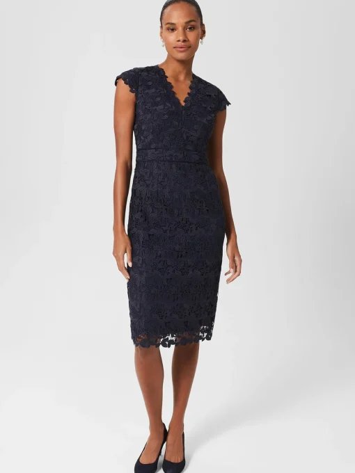 Sale Hobbs Larissa Lace Shift Dress Midnight Navy