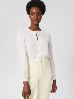 Fashion Hobbs Leena Lace Trim Blouse Ivory