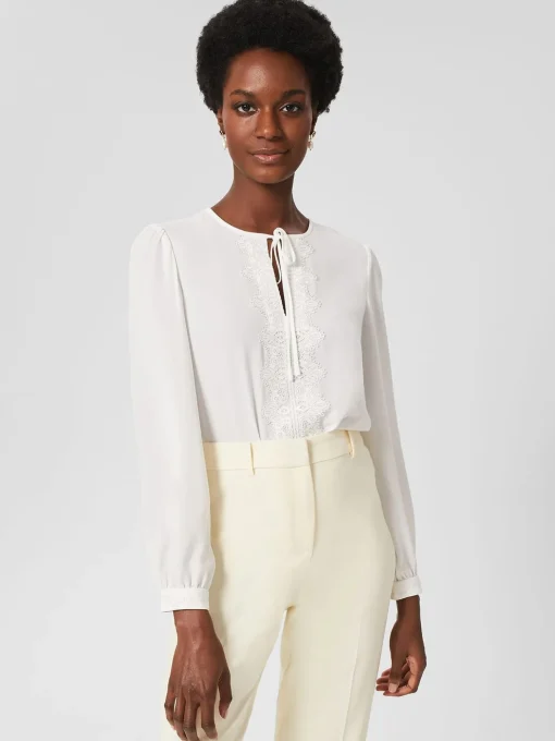 Fashion Hobbs Leena Lace Trim Blouse Ivory