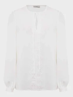 Fashion Hobbs Leena Lace Trim Blouse Ivory
