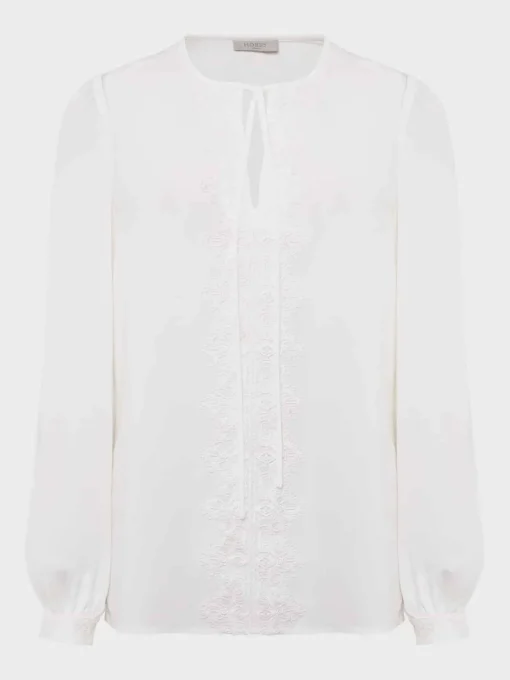 Fashion Hobbs Leena Lace Trim Blouse Ivory