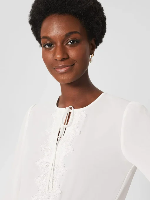 Fashion Hobbs Leena Lace Trim Blouse Ivory