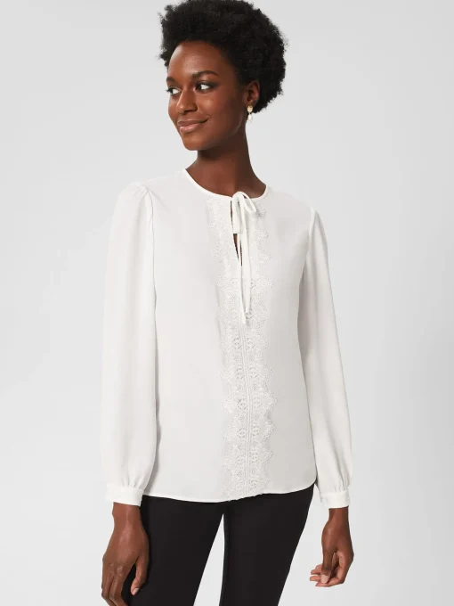 Fashion Hobbs Leena Lace Trim Blouse Ivory