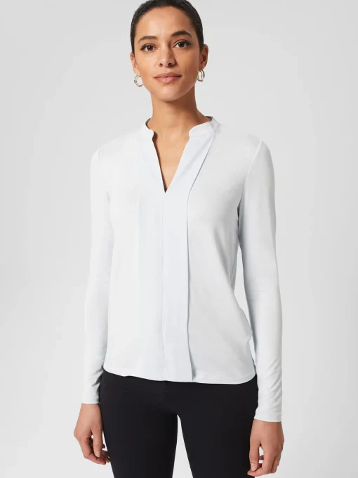 Clearance Hobbs Leena Long Sleeve Top Stone Blue