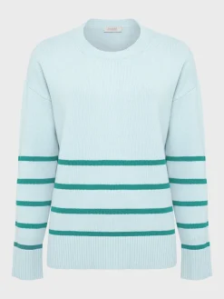 Sale Hobbs Lilia Cotton Stripe Jumper Blue Aruba