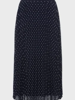 Cheap Hobbs Losie Pleated Midi Skirt Navy Ivory