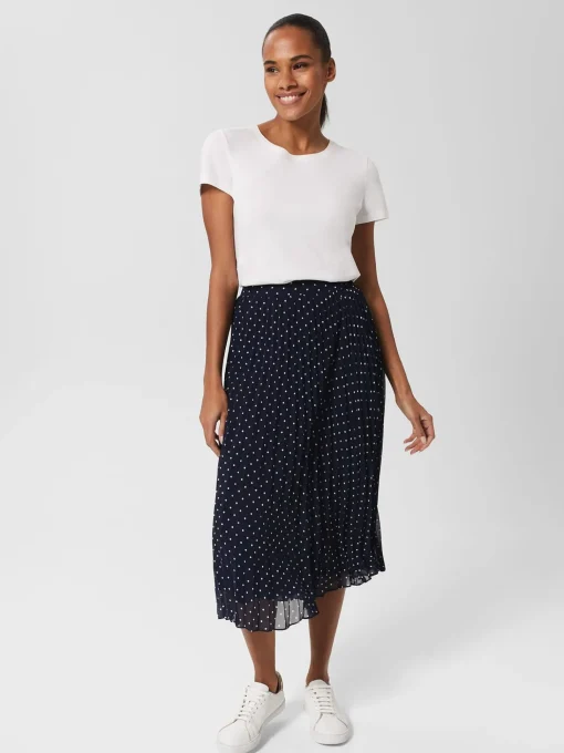 Cheap Hobbs Losie Pleated Midi Skirt Navy Ivory
