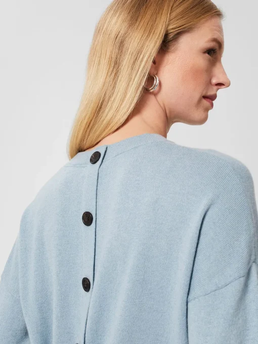 Discount Hobbs Lydia Button Jumper With Cashmere Dusky Blue