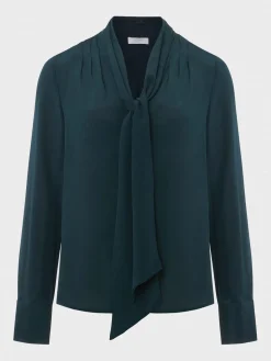 Outlet Hobbs Macey Silk Blouse Deep Pine Green