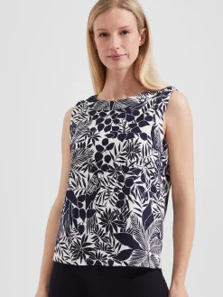Sale Hobbs Maddy Printed Top Ivory Navy