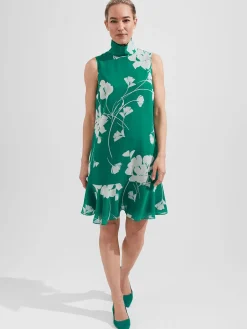 Sale Hobbs Madeline Floral A Line Dress Green Ivory