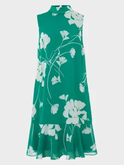 Sale Hobbs Madeline Floral A Line Dress Green Ivory
