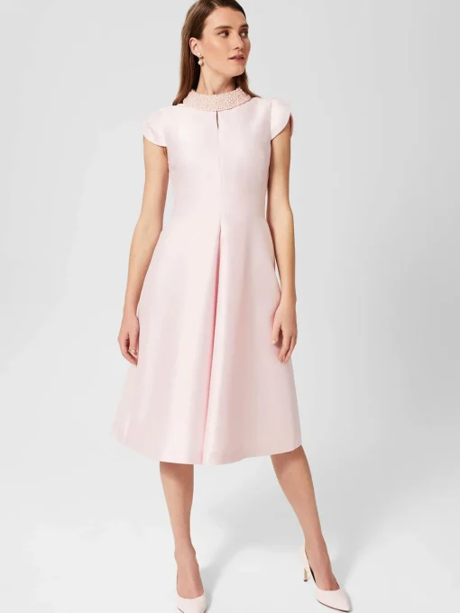 Cheap Hobbs Marcella Silk Blend Beaded Dress Pale Pink