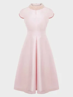 Cheap Hobbs Marcella Silk Blend Beaded Dress Pale Pink