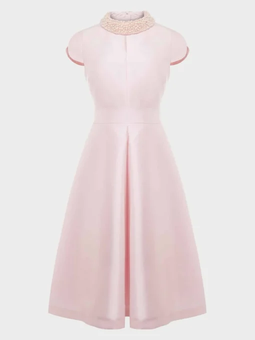 Cheap Hobbs Marcella Silk Blend Beaded Dress Pale Pink