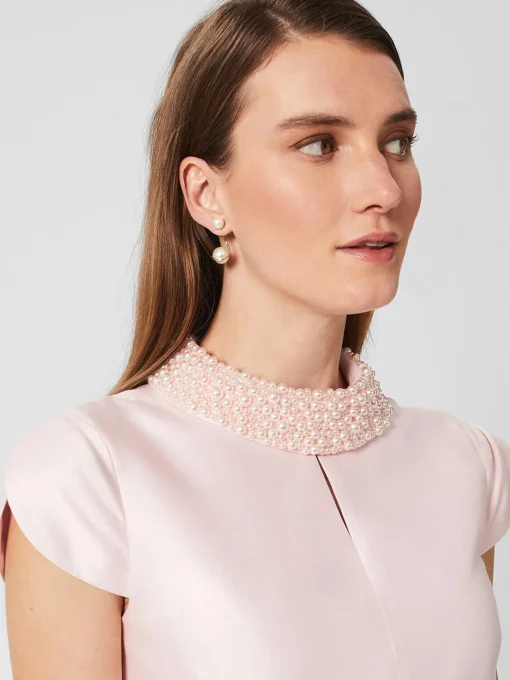 Cheap Hobbs Marcella Silk Blend Beaded Dress Pale Pink