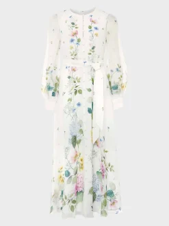 Cheap Hobbs Maribella Silk Floral Dress Ivory Multi