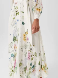 Cheap Hobbs Maribella Silk Floral Dress Ivory Multi