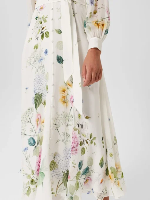 Cheap Hobbs Maribella Silk Floral Dress Ivory Multi